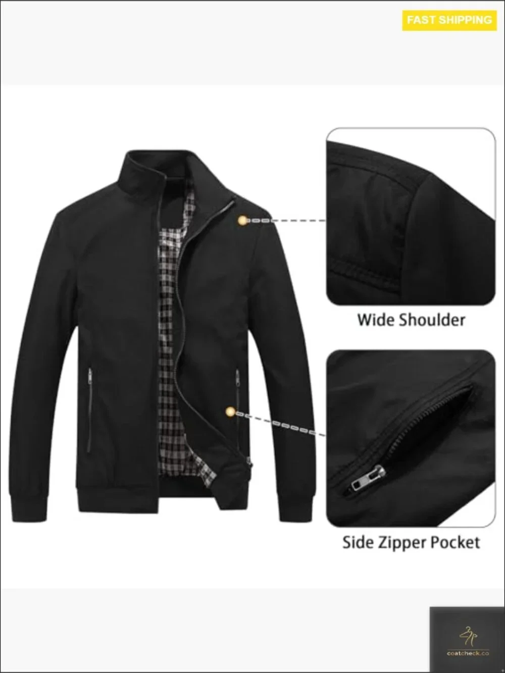 Men's Lightweight Windbreaker Flight Jacket Classic Fit Polyester Casual Outwear